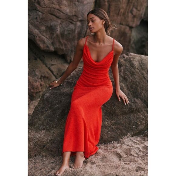 NEW Anthropologie Sunday in Brooklyn Red Sleeveless Knit Midi Dress X-Large - Picture 1 of 4